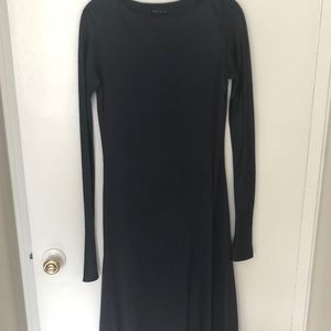 Theory midi navy dress with silk sleeve
